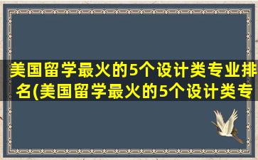 美国留学最火的5个设计类专业排名(美国留学最火的5个设计类专业)