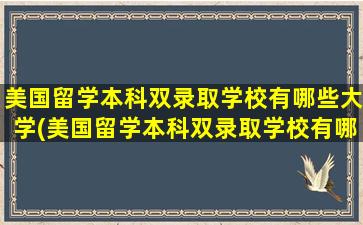 美国留学本科双录取学校有哪些大学(美国留学本科双录取学校有哪些专业)