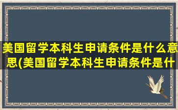 美国留学本科生申请条件是什么意思(美国留学本科生申请条件是什么呢)