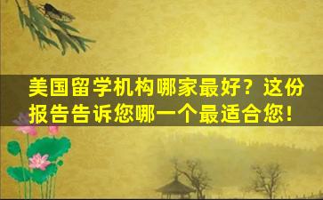 美国留学机构哪家最好？这份报告告诉您哪一个最适合您！