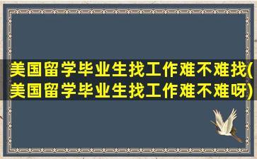 美国留学毕业生找工作难不难找(美国留学毕业生找工作难不难呀)