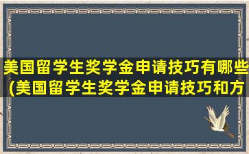 美国留学生奖学金申请技巧有哪些(美国留学生奖学金申请技巧和方法)