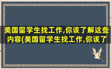 美国留学生找工作,你该了解这些内容(美国留学生找工作,你该了解这些什么)