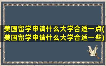 美国留学申请什么大学合适一点(美国留学申请什么大学合适一些)