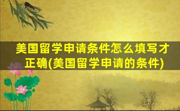 美国留学申请条件怎么填写才正确(美国留学申请的条件)