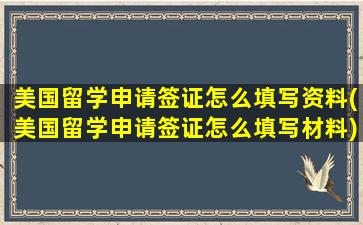 美国留学申请签证怎么填写资料(美国留学申请签证怎么填写材料)