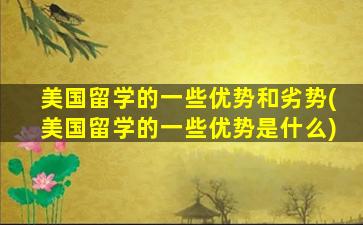 美国留学的一些优势和劣势(美国留学的一些优势是什么)