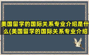 美国留学的国际关系专业介绍是什么(美国留学的国际关系专业介绍有哪些)