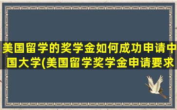 美国留学的奖学金如何成功申请中国大学(美国留学奖学金申请要求)