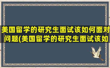 美国留学的研究生面试该如何面对问题(美国留学的研究生面试该如何面对考试)