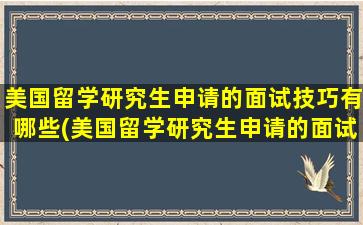 美国留学研究生申请的面试技巧有哪些(美国留学研究生申请的面试技巧和方法)