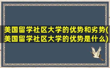 美国留学社区大学的优势和劣势(美国留学社区大学的优势是什么)