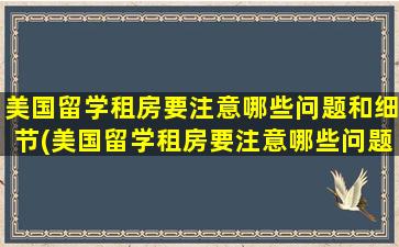 美国留学租房要注意哪些问题和细节(美国留学租房要注意哪些问题和建议)