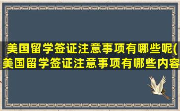 美国留学签证注意事项有哪些呢(美国留学签证注意事项有哪些内容)