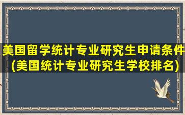 美国留学统计专业研究生申请条件(美国统计专业研究生学校排名)