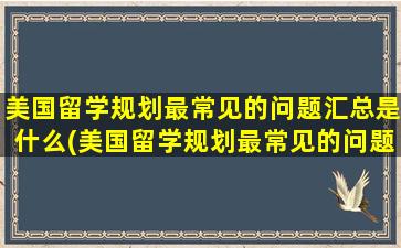 美国留学规划最常见的问题汇总是什么(美国留学规划最常见的问题汇总是什么)