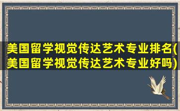 美国留学视觉传达艺术专业排名(美国留学视觉传达艺术专业好吗)