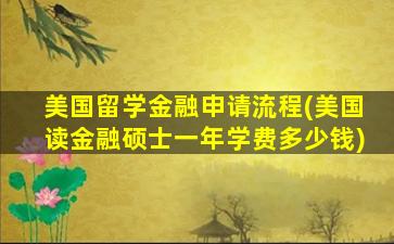 美国留学金融申请流程(美国读金融硕士一年学费多少钱)