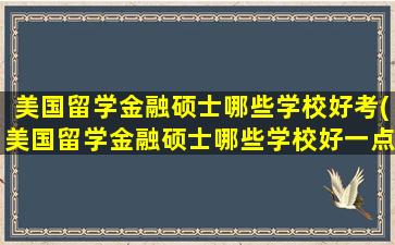 美国留学金融硕士哪些学校好考(美国留学金融硕士哪些学校好一点)