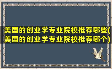 美国的创业学专业院校推荐哪些(美国的创业学专业院校推荐哪个)