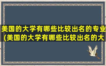 美国的大学有哪些比较出名的专业(美国的大学有哪些比较出名的大学)