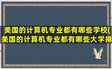 美国的计算机专业都有哪些学校(美国的计算机专业都有哪些大学排名)