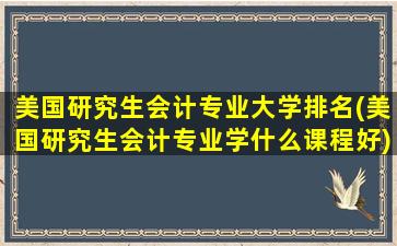 美国研究生会计专业大学排名(美国研究生会计专业学什么课程好)