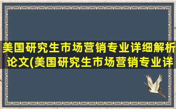 美国研究生市场营销专业详细解析论文(美国研究生市场营销专业详细解析书)