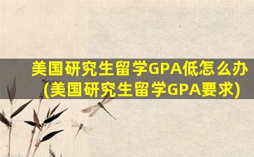 美国研究生留学GPA低怎么办(美国研究生留学GPA要求)