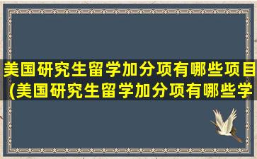 美国研究生留学加分项有哪些项目(美国研究生留学加分项有哪些学校)