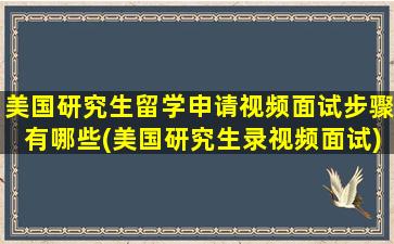 美国研究生留学申请视频面试步骤有哪些(美国研究生录视频面试)