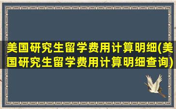 美国研究生留学费用计算明细(美国研究生留学费用计算明细查询)