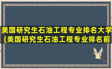 美国研究生石油工程专业排名大学(美国研究生石油工程专业排名前十)