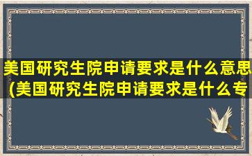 美国研究生院申请要求是什么意思(美国研究生院申请要求是什么专业)