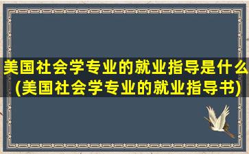 美国社会学专业的就业指导是什么(美国社会学专业的就业指导书)