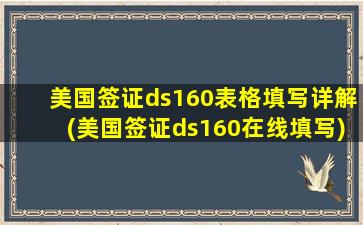 美国签证ds160表格填写详解(美国签证ds160在线填写)