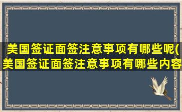 美国签证面签注意事项有哪些呢(美国签证面签注意事项有哪些内容)