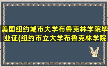 美国纽约城市大学布鲁克林学院毕业证(纽约市立大学布鲁克林学院排名)