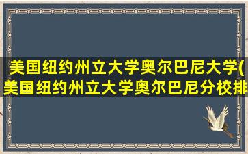 美国纽约州立大学奥尔巴尼大学(美国纽约州立大学奥尔巴尼分校排名)