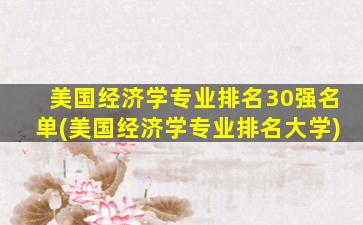 美国经济学专业排名30强名单(美国经济学专业排名大学)