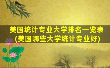 美国统计专业大学排名一览表(美国哪些大学统计专业好)