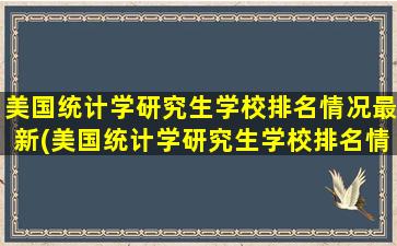 美国统计学研究生学校排名情况最新(美国统计学研究生学校排名情况怎么样)