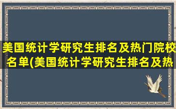 美国统计学研究生排名及热门院校名单(美国统计学研究生排名及热门院校)