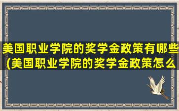 美国职业学院的奖学金政策有哪些(美国职业学院的奖学金政策怎么样)