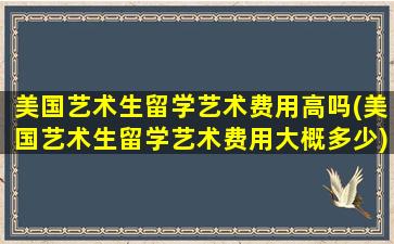 美国艺术生留学艺术费用高吗(美国艺术生留学艺术费用大概多少)