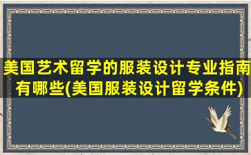 美国艺术留学的服装设计专业指南有哪些(美国服装设计留学条件)