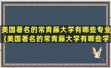 美国著名的常青藤大学有哪些专业(美国著名的常青藤大学有哪些学院)