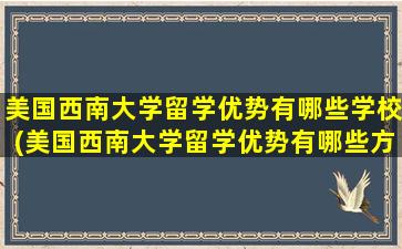 美国西南大学留学优势有哪些学校(美国西南大学留学优势有哪些方面)