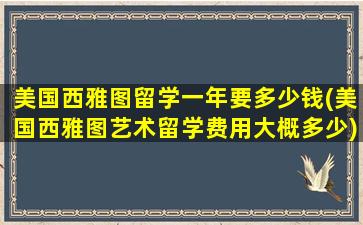 美国西雅图留学一年要多少钱(美国西雅图艺术留学费用大概多少)