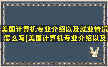 美国计算机专业介绍以及就业情况怎么写(美国计算机专业介绍以及就业情况)